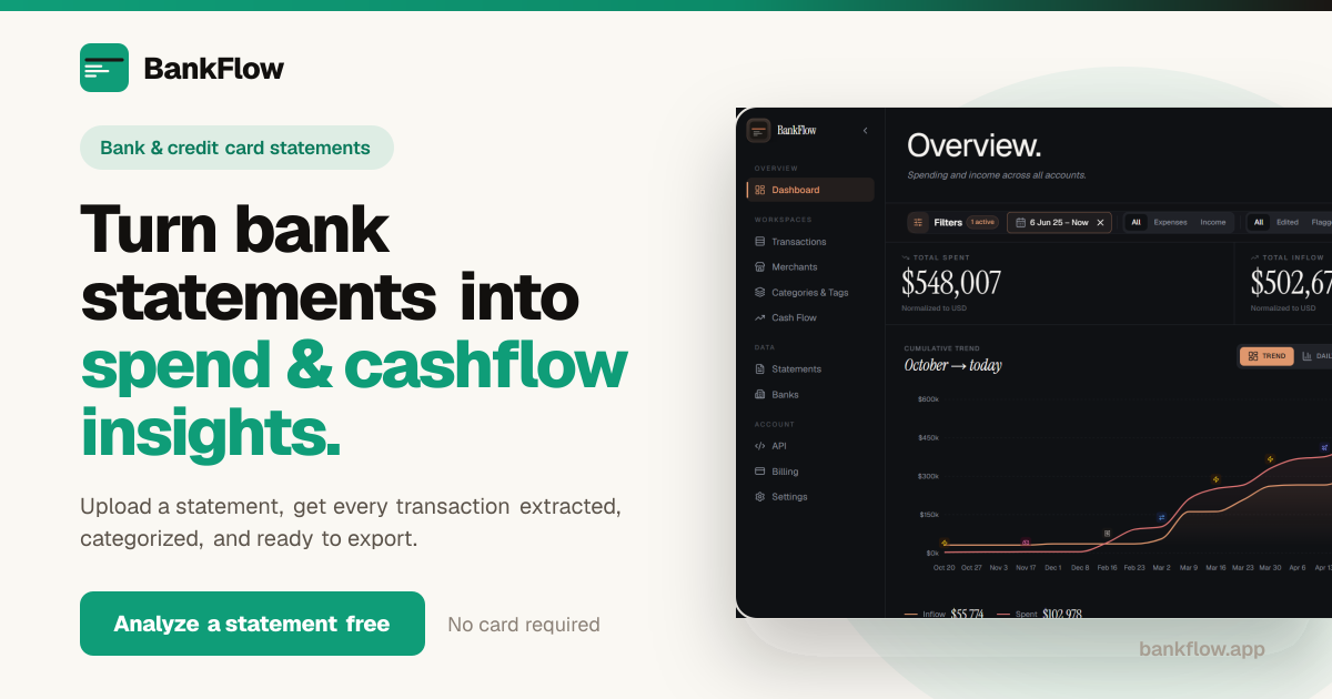 BankFlow - Ready-to-Use Spend & Cashflow Analysis